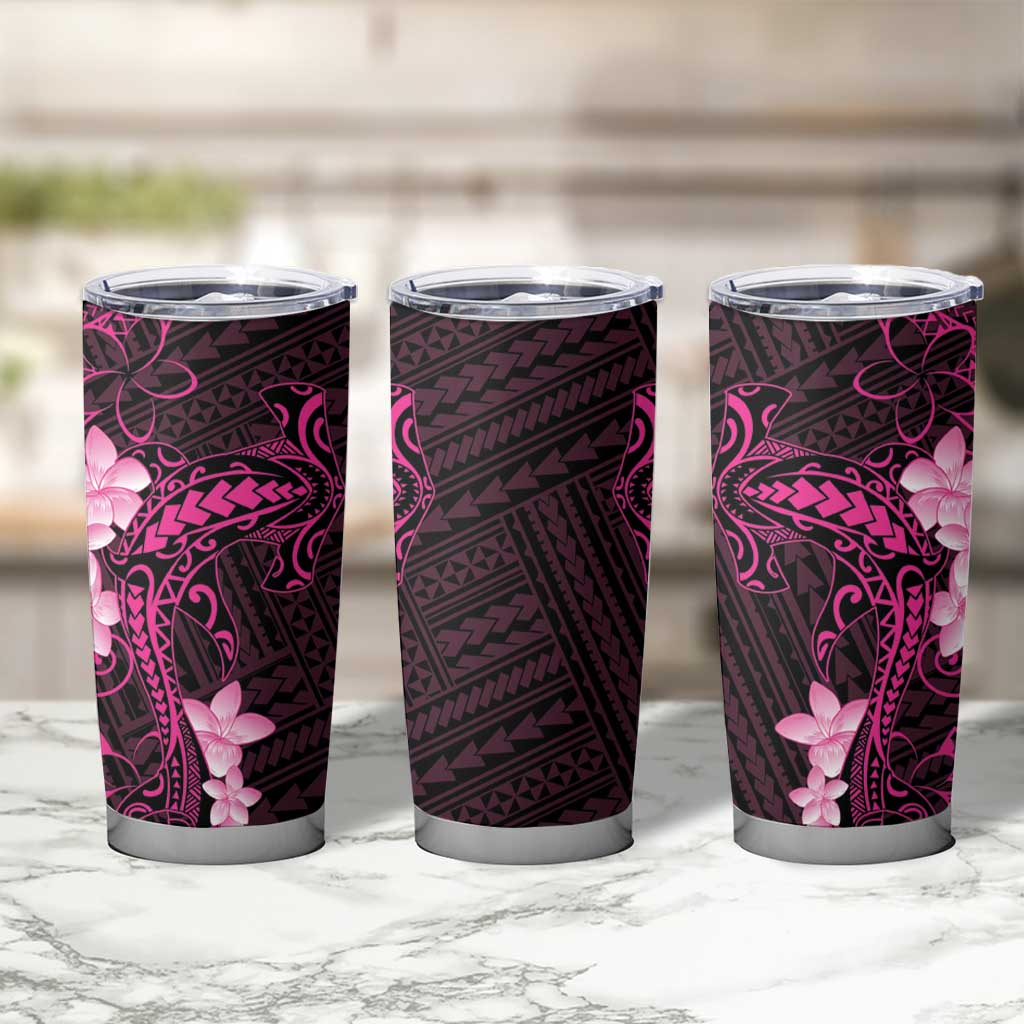 Pink Hawaii Tumbler Cup Hammerhead Shark Tattoo Curve Polynesian - Polynesian Pride