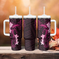 Pink Hawaii Tumbler With Handle Hammerhead Shark Tattoo Curve Polynesian - Polynesian Pride