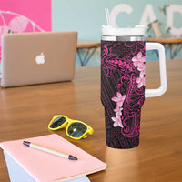 Pink Hawaii Tumbler With Handle Hammerhead Shark Tattoo Curve Polynesian - Polynesian Pride