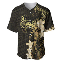 Black and Gold Hawaii Baseball Jersey Hammerhead Shark Tattoo Curve Polynesian - Polynesian Pride