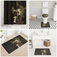 Black and Gold Hawaii Bathroom Set Hammerhead Shark Tattoo Curve Polynesian - Polynesian Pride
