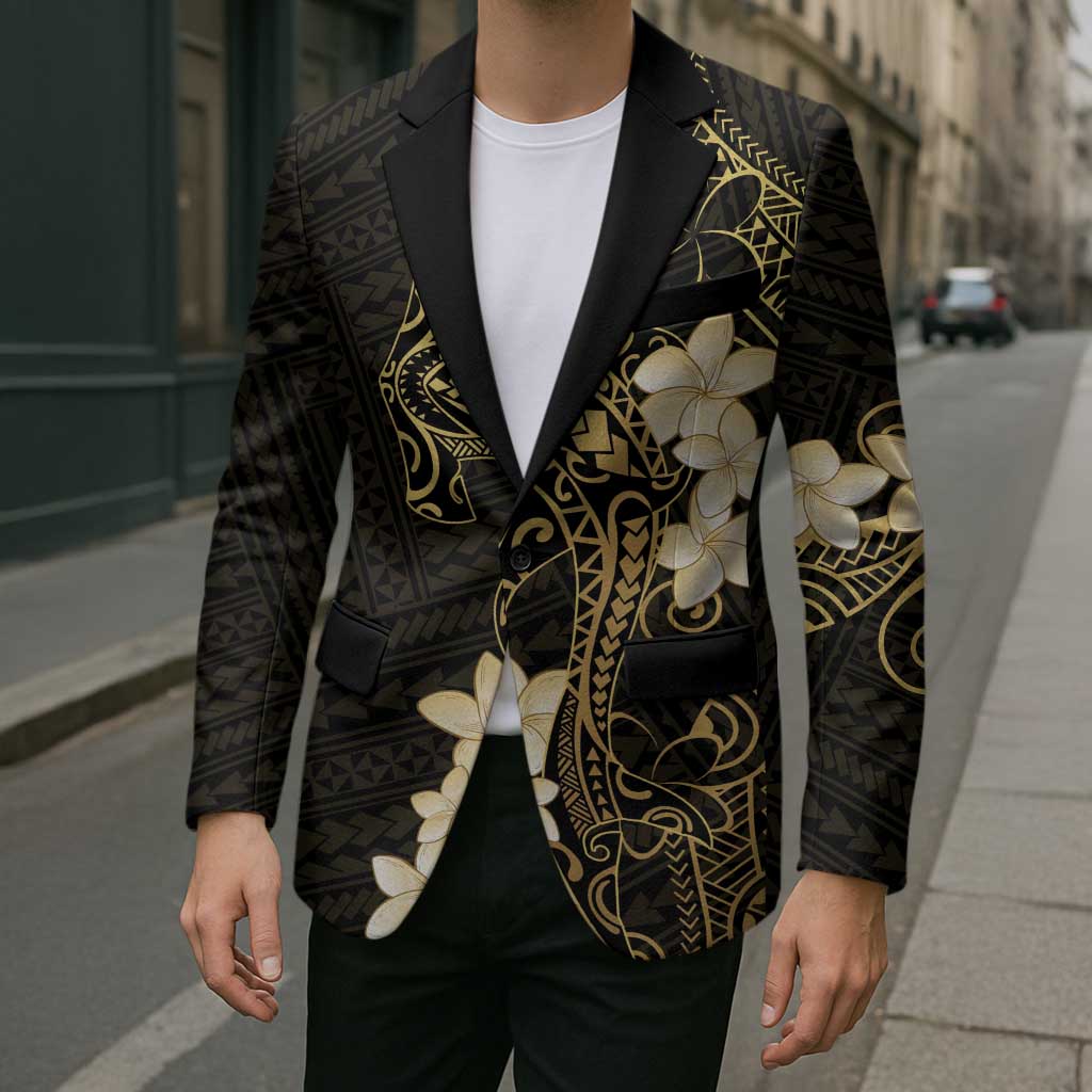 Black and Gold Hawaii Blazer Hammerhead Shark Tattoo Curve Polynesian - Polynesian Pride