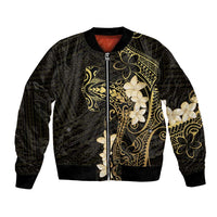 Black and Gold Hawaii Bomber Jacket Hammerhead Shark Tattoo Curve Polynesian - Polynesian Pride