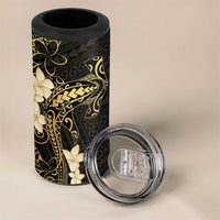 Black and Gold Hawaii 4 in 1 Can Cooler Tumbler Hammerhead Shark Tattoo Curve Polynesian - Polynesian Pride