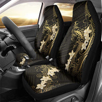 Black and Gold Hawaii Car Seat Cover Hammerhead Shark Tattoo Curve Polynesian - Polynesian Pride