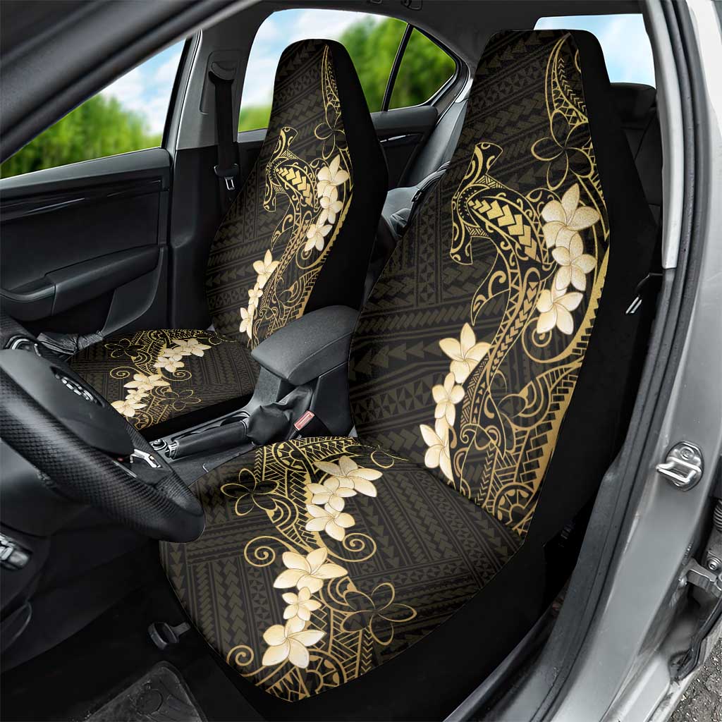 Black and Gold Hawaii Car Seat Cover Hammerhead Shark Tattoo Curve Polynesian - Polynesian Pride