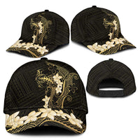 Black and Gold Hawaii Classic Cap Hammerhead Shark Tattoo Curve Polynesian - Polynesian Pride