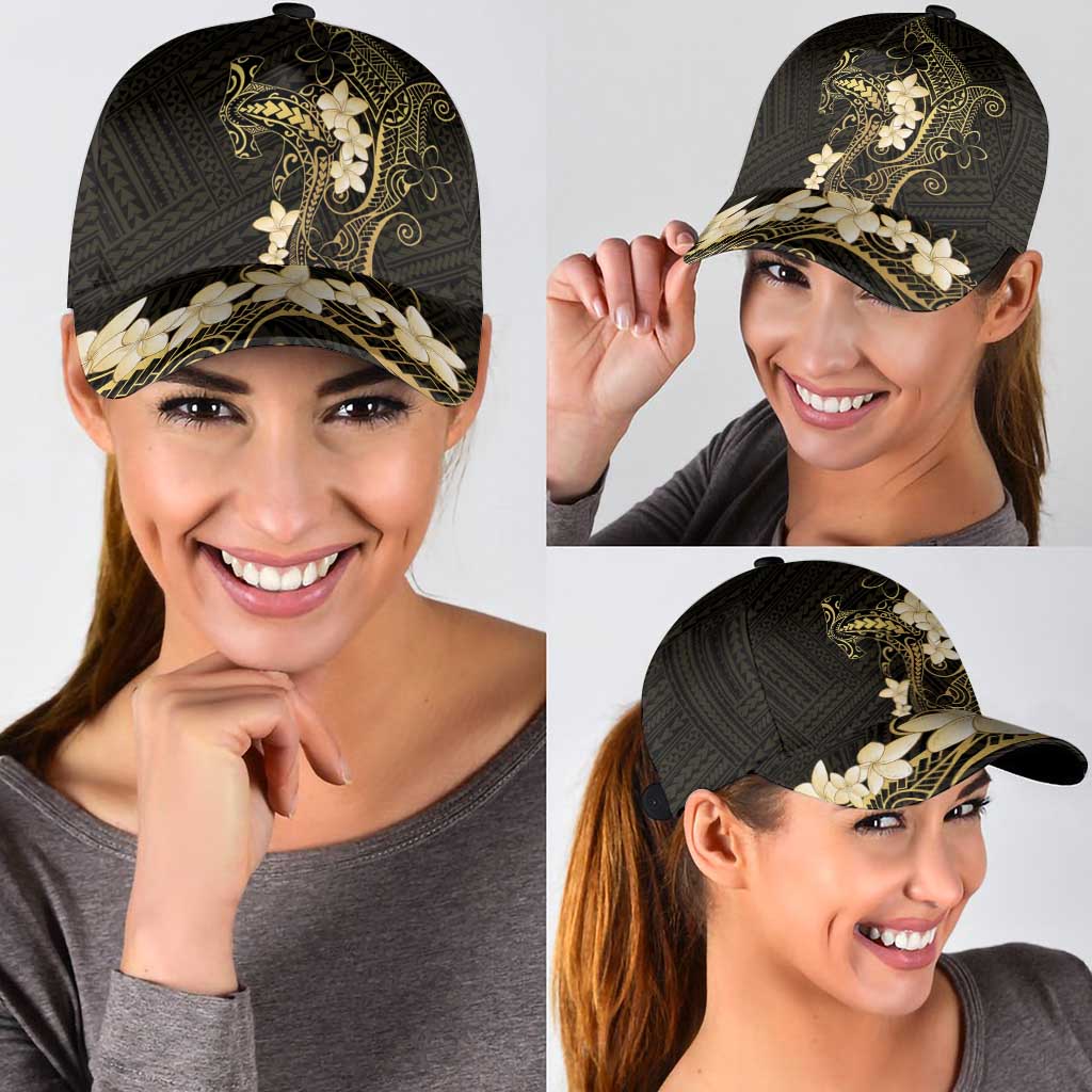 Black and Gold Hawaii Classic Cap Hammerhead Shark Tattoo Curve Polynesian - Polynesian Pride