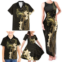 Black and Gold Hawaii Family Matching Tank Maxi Dress and Hawaiian Shirt Hammerhead Shark Tattoo Curve Polynesian - Polynesian Pride