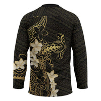 Black and Gold Hawaii Hockey Jersey Hammerhead Shark Tattoo Curve Polynesian - Polynesian Pride