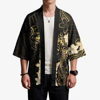 Black and Gold Hawaii Kimono Hammerhead Shark Tattoo Curve Polynesian - Polynesian Pride