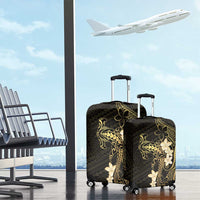 Black and Gold Hawaii Luggage Cover Hammerhead Shark Tattoo Curve Polynesian - Polynesian Pride