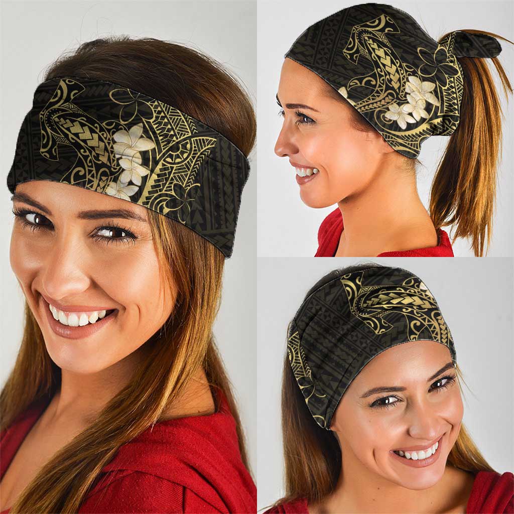 Black and Gold Hawaii Neck Gaiter Hammerhead Shark Tattoo Curve Polynesian - Polynesian Pride