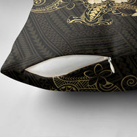 Black and Gold Hawaii Pillow Cover Hammerhead Shark Tattoo Curve Polynesian - Polynesian Pride