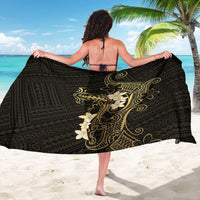 Black and Gold Hawaii Sarong Hammerhead Shark Tattoo Curve Polynesian - Polynesian Pride