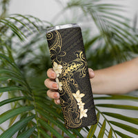 Black and Gold Hawaii Skinny Tumbler Hammerhead Shark Tattoo Curve Polynesian - Polynesian Pride