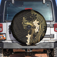 Black and Gold Hawaii Spare Tire Cover Hammerhead Shark Tattoo Curve Polynesian - Polynesian Pride
