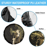 Black and Gold Hawaii Spare Tire Cover Hammerhead Shark Tattoo Curve Polynesian - Polynesian Pride