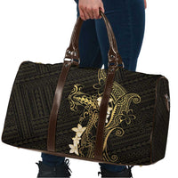 Black and Gold Hawaii Travel Bag Hammerhead Shark Tattoo Curve Polynesian - Polynesian Pride