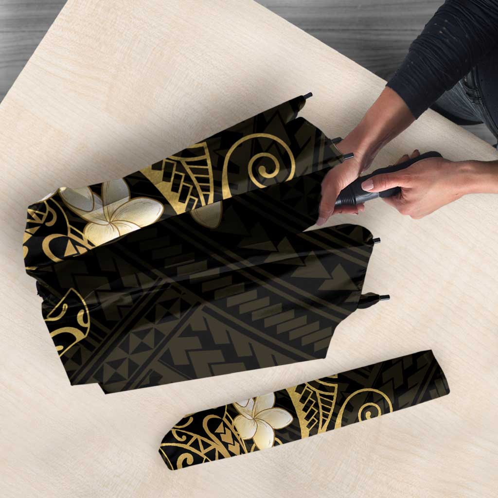 Black and Gold Hawaii Umbrella Hammerhead Shark Tattoo Curve Polynesian - Polynesian Pride