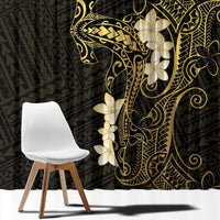 Black and Gold Hawaii Window Curtain Hammerhead Shark Tattoo Curve Polynesian - Polynesian Pride