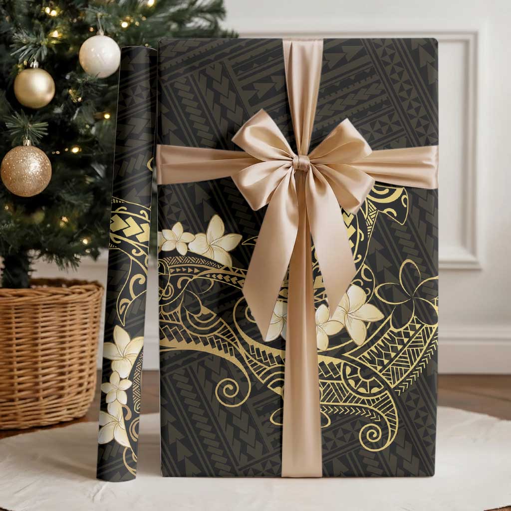 Black and Gold Hawaii Wrapping Paper Hammerhead Shark Tattoo Curve Polynesian - Polynesian Pride