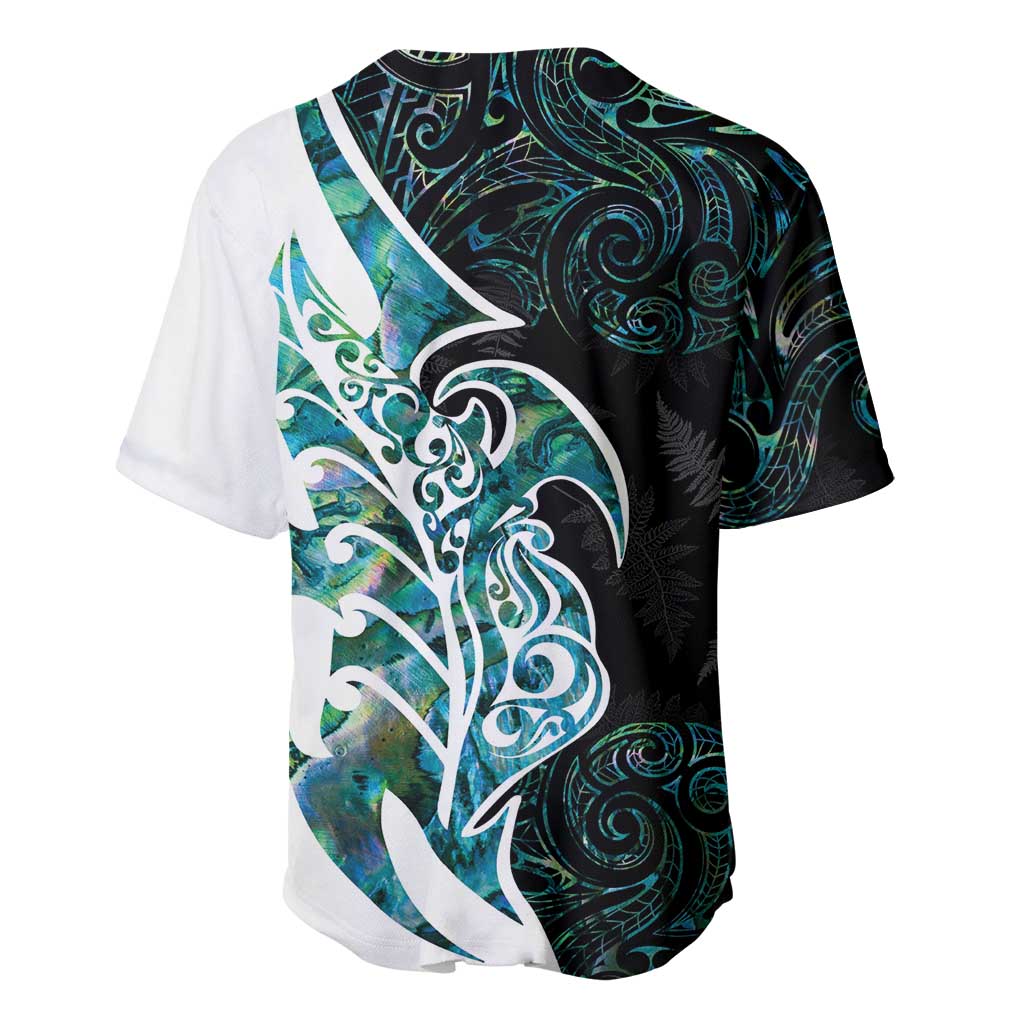 Proud Aotearoa Baseball Jersey Maori Silver Fern Mix Paua Shell Pattern LT14 - Polynesian Pride