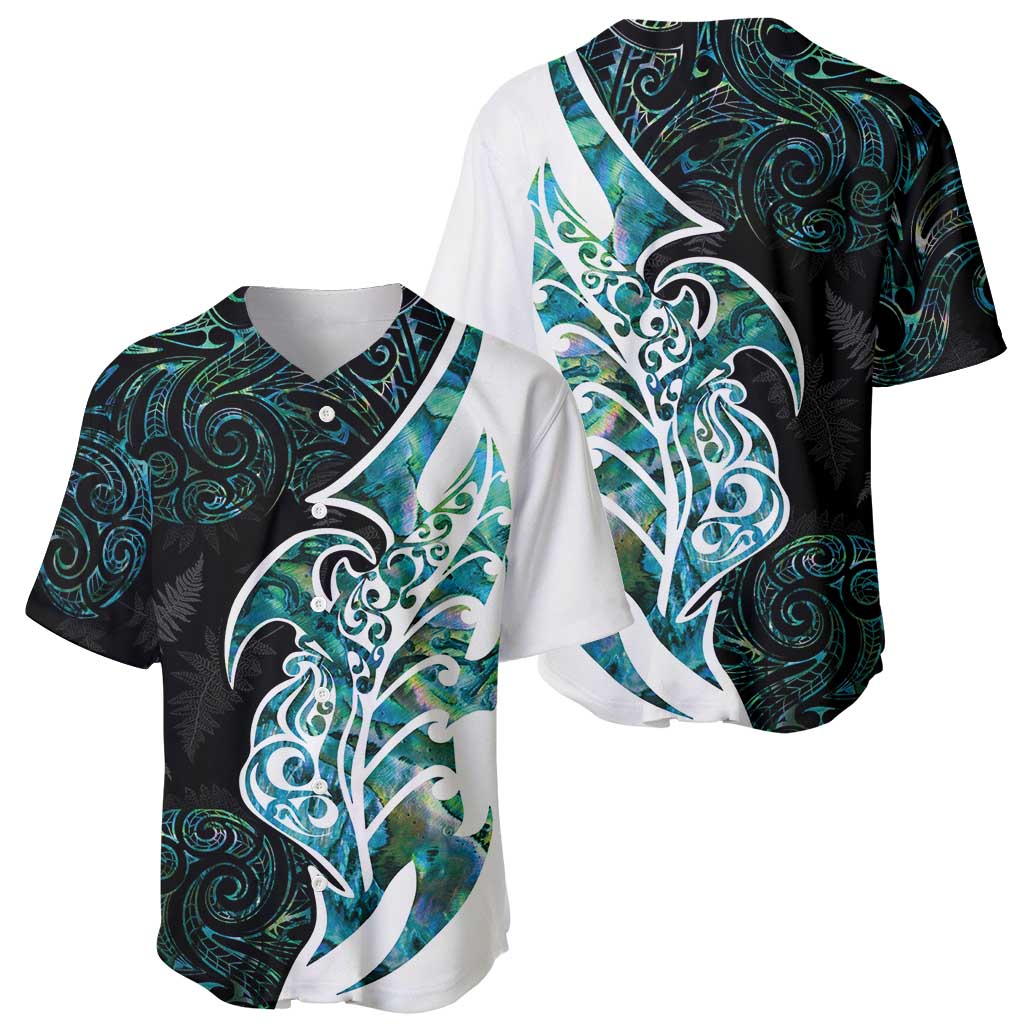 Proud Aotearoa Baseball Jersey Maori Silver Fern Mix Paua Shell Pattern LT14 - Polynesian Pride