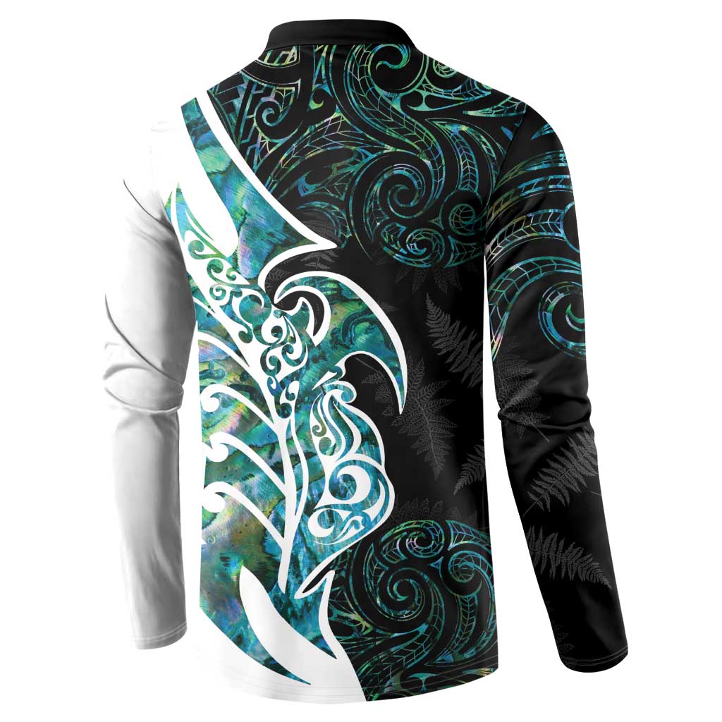 Proud Aotearoa Button Sweatshirt Maori Silver Fern Mix Paua Shell Pattern LT14 - Polynesian Pride