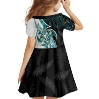 Proud Aotearoa Family Matching Tank Maxi Dress and Hawaiian Shirt Maori Silver Fern Mix Paua Shell Pattern LT14 - Polynesian Pride