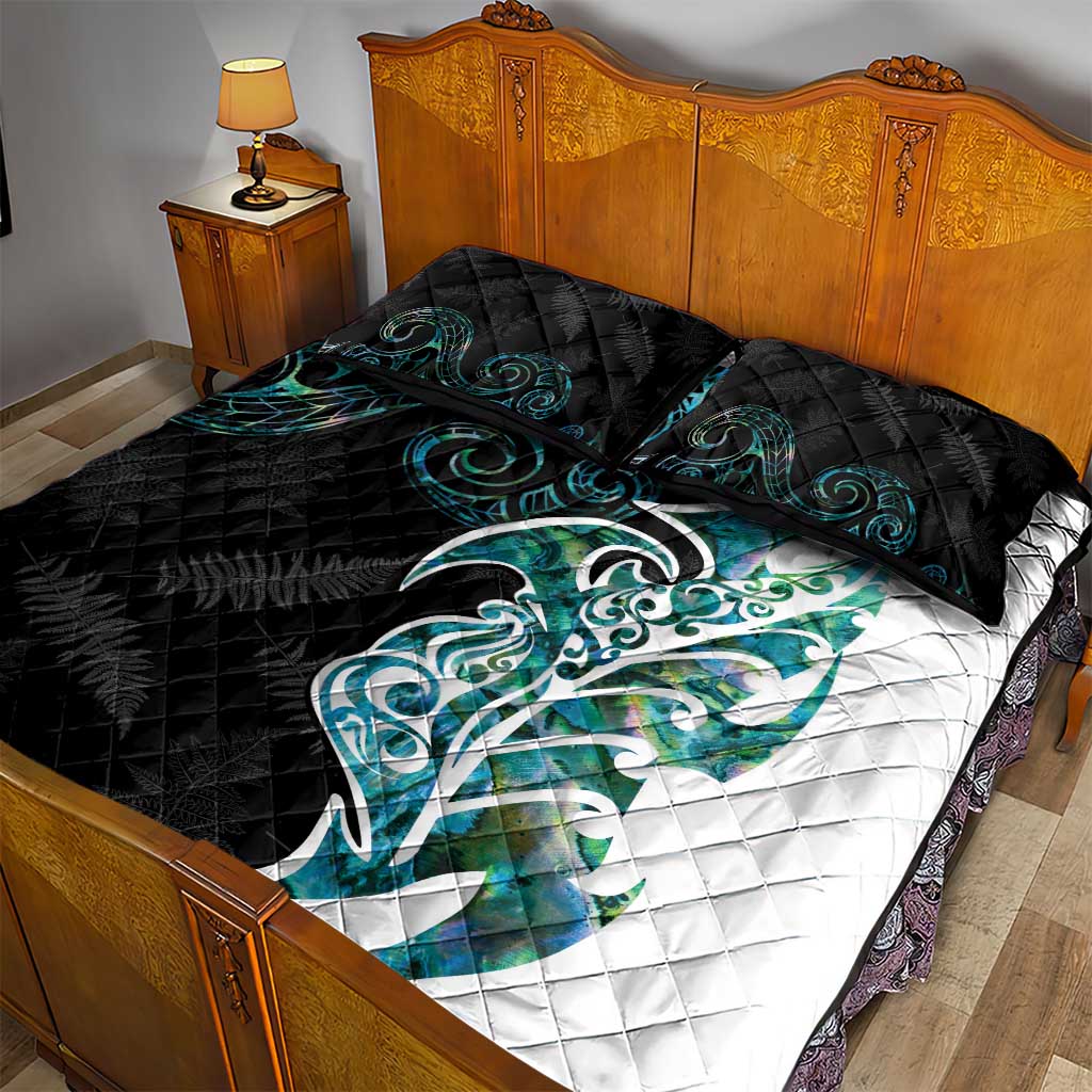 Proud Aotearoa Quilt Bed Set Maori Silver Fern Mix Paua Shell Pattern