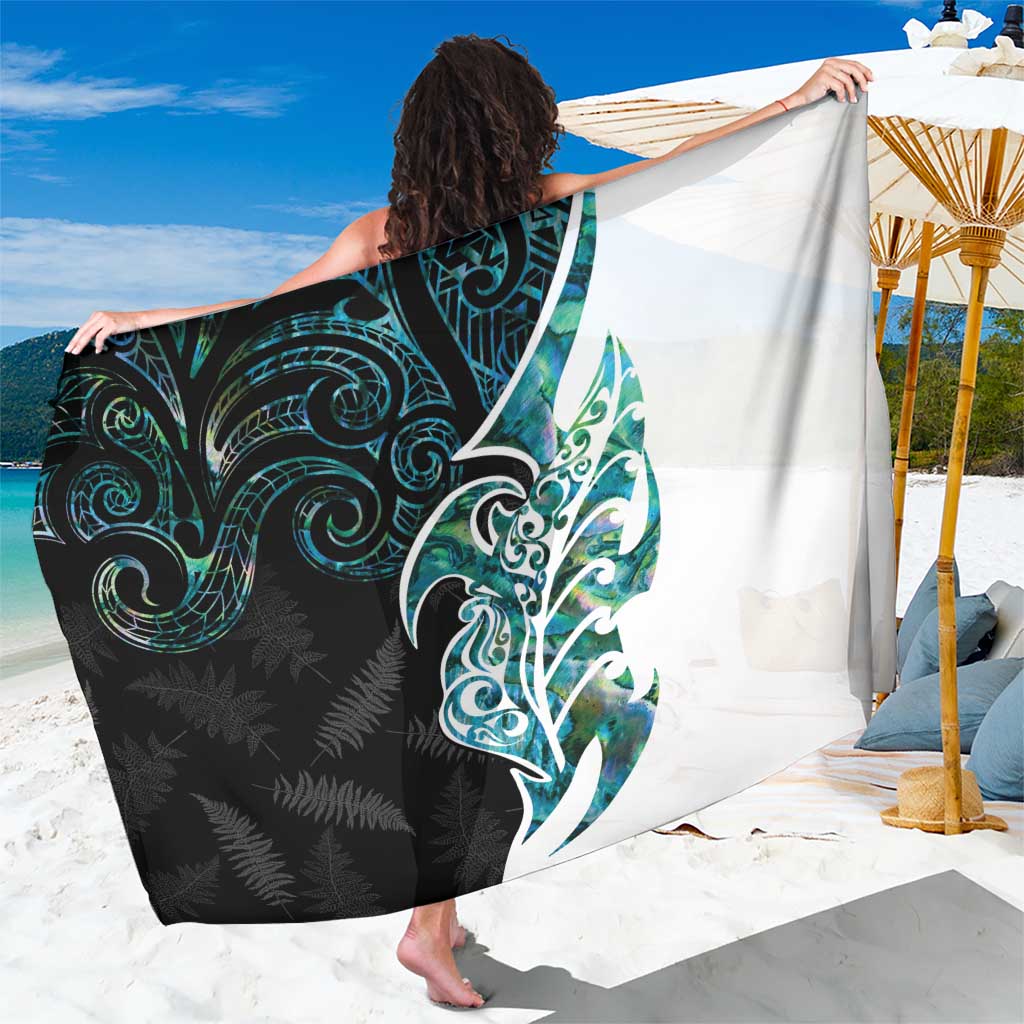Proud Aotearoa Sarong Maori Silver Fern Mix Paua Shell Pattern LT14 One Size 44 x 66 inches Black - Polynesian Pride