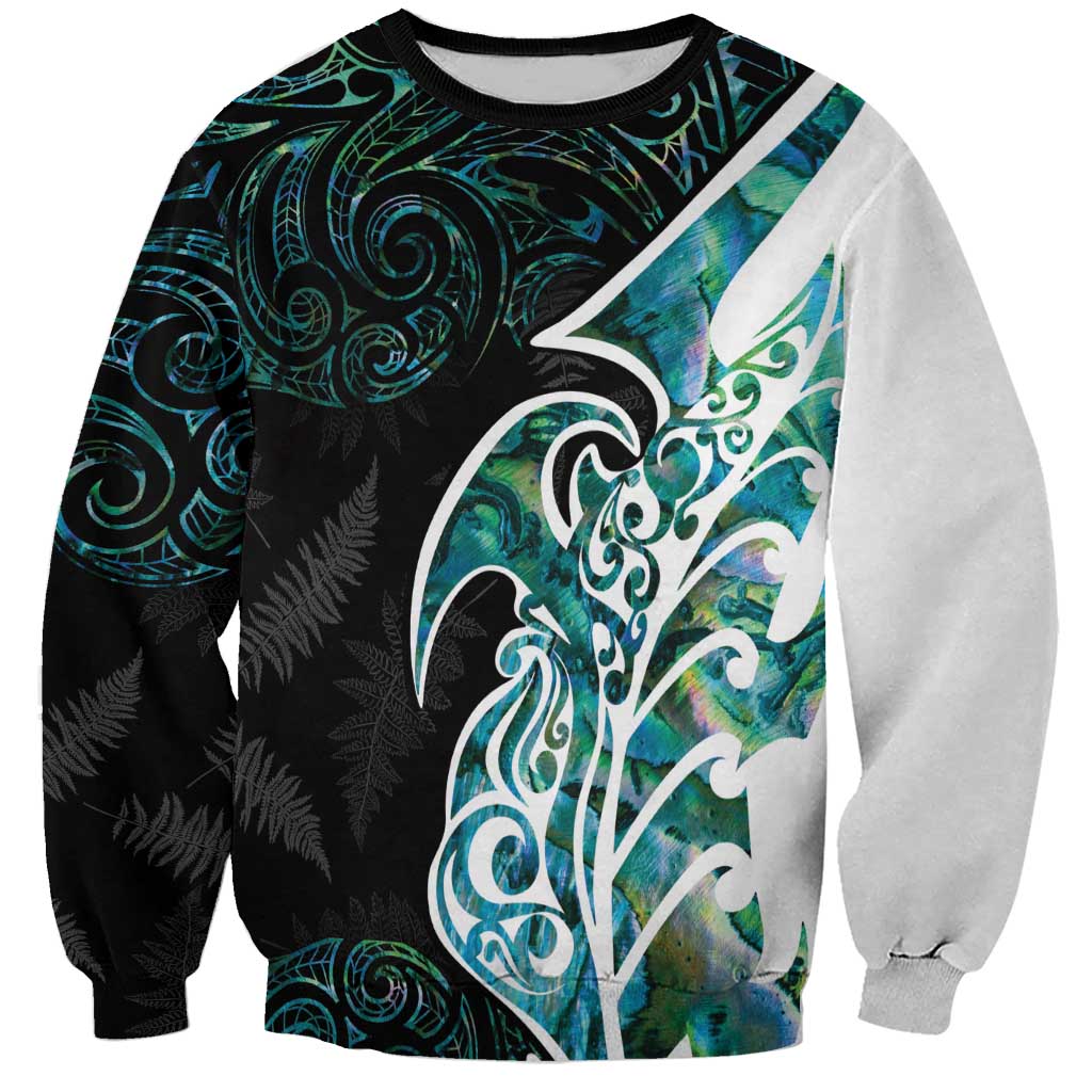 Proud Aotearoa Sweatshirt Maori Silver Fern Mix Paua Shell Pattern
