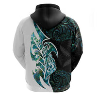 Proud Aotearoa Zip Hoodie Maori Silver Fern Mix Paua Shell Pattern LT14 - Polynesian Pride