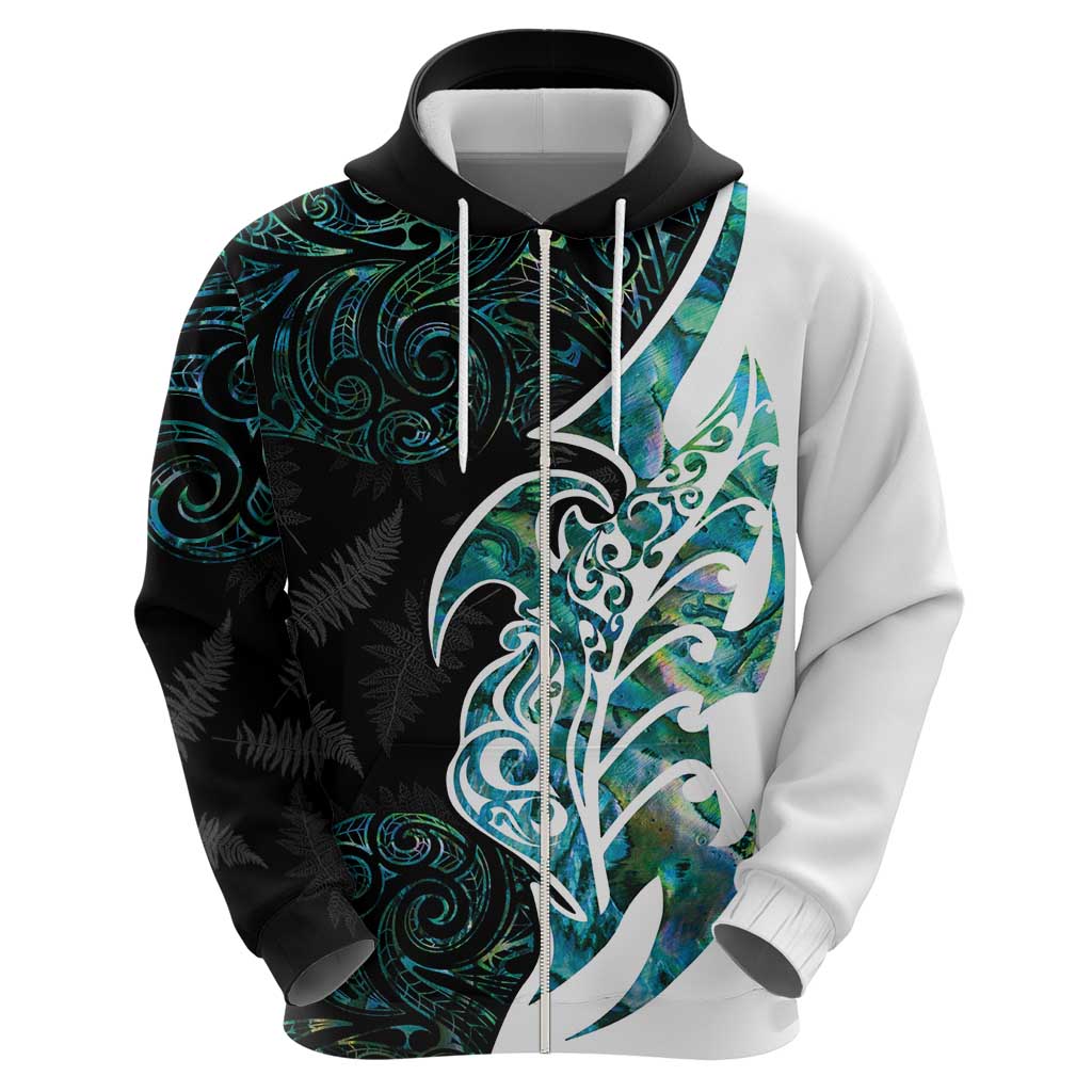 Proud Aotearoa Zip Hoodie Maori Silver Fern Mix Paua Shell Pattern LT14 - Polynesian Pride