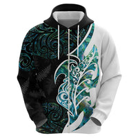 Proud Aotearoa Zip Hoodie Maori Silver Fern Mix Paua Shell Pattern LT14 - Polynesian Pride