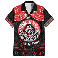 Aotearoa Toitu Te Tiriti Family Matching Off Shoulder Short Dress and Hawaiian Shirt Haka Tiki Honour The Treaty