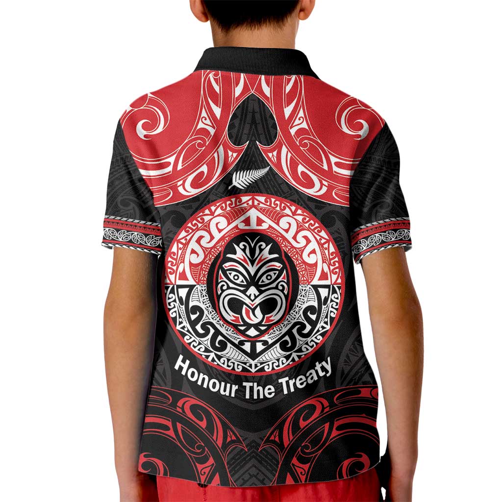 Aotearoa Toitu Te Tiriti Kid Polo Shirt Haka Tiki Honour The Treaty