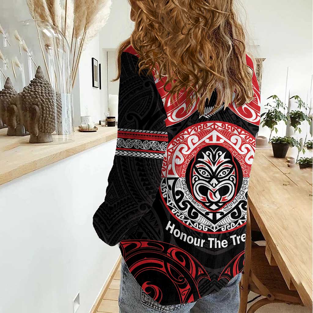 Aotearoa Toitu Te Tiriti Women Casual Shirt Haka Tiki Honour The Treaty