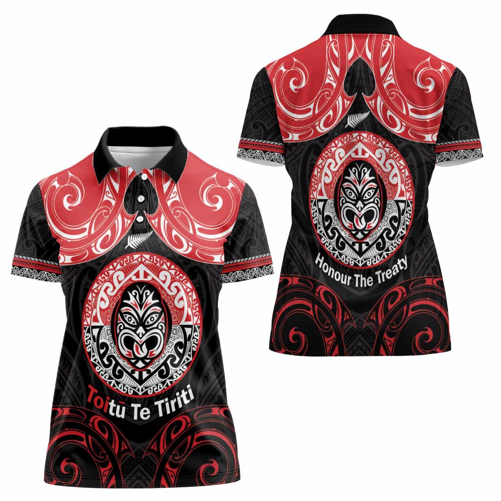 Aotearoa Toitu Te Tiriti Women Polo Shirt Haka Tiki Honour The Treaty
