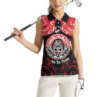 Aotearoa Toitu Te Tiriti Women Sleeveless Polo Shirt Haka Tiki Honour The Treaty