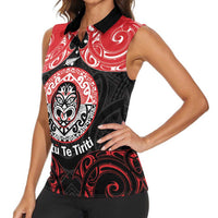 Aotearoa Toitu Te Tiriti Women Sleeveless Polo Shirt Haka Tiki Honour The Treaty