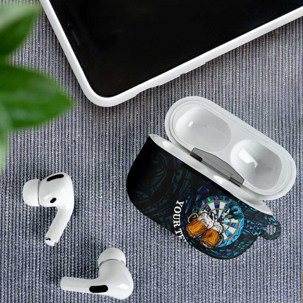 Personalized New Zealand Darts Beer AirPods Case Paua Shell Aotearoa Maori Tattoo - Polynesian Pride