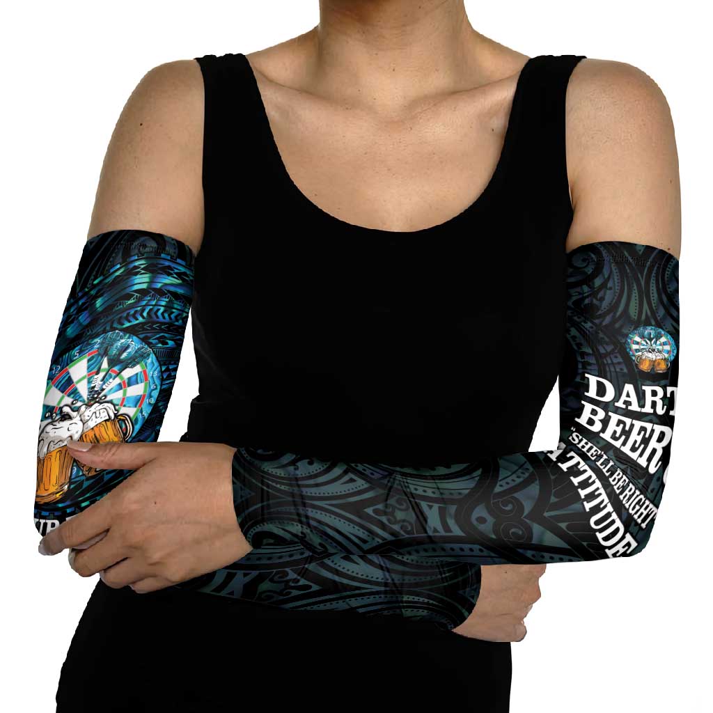 Personalized New Zealand Darts Beer Arm Sleeves Paua Shell Aotearoa Maori Tattoo - Polynesian Pride