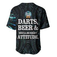 Personalized New Zealand Darts Beer Baseball Jersey Paua Shell Aotearoa Maori Tattoo - Polynesian Pride