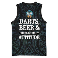 Personalized New Zealand Darts Beer Basketball Jersey Paua Shell Aotearoa Maori Tattoo - Polynesian Pride