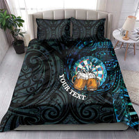 Personalized New Zealand Darts Beer Bedding Set Paua Shell Aotearoa Maori Tattoo - Polynesian Pride
