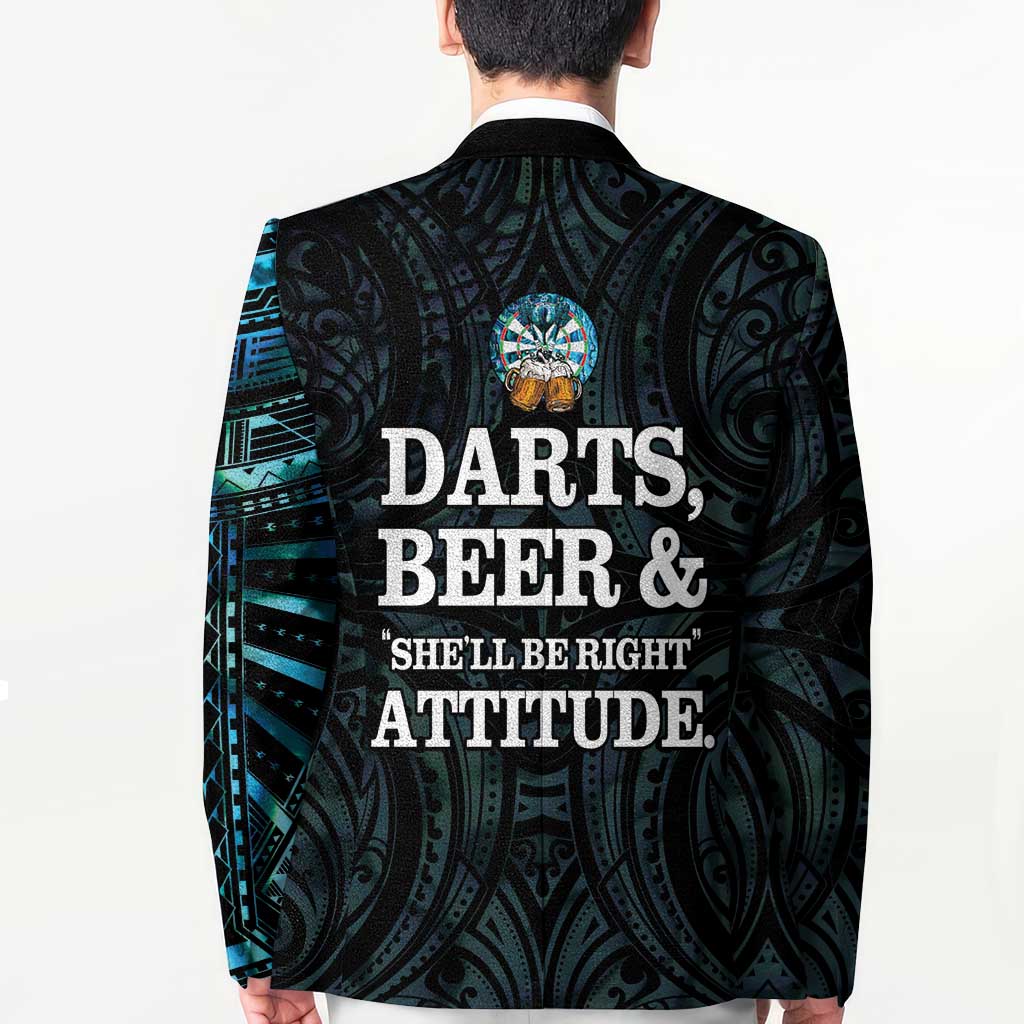 Personalized New Zealand Darts Beer Blazer Paua Shell Aotearoa Maori Tattoo - Polynesian Pride