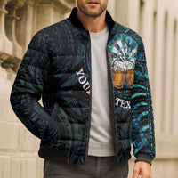 Personalized New Zealand Darts Beer Bomber Puffer Jacket Paua Shell Aotearoa Maori Tattoo - Polynesian Pride