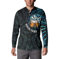 Personalized New Zealand Darts Beer Button Sweatshirt Paua Shell Aotearoa Maori Tattoo - Polynesian Pride